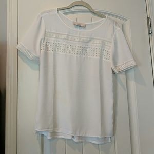 Loft Mixed Media T with eyelet lace